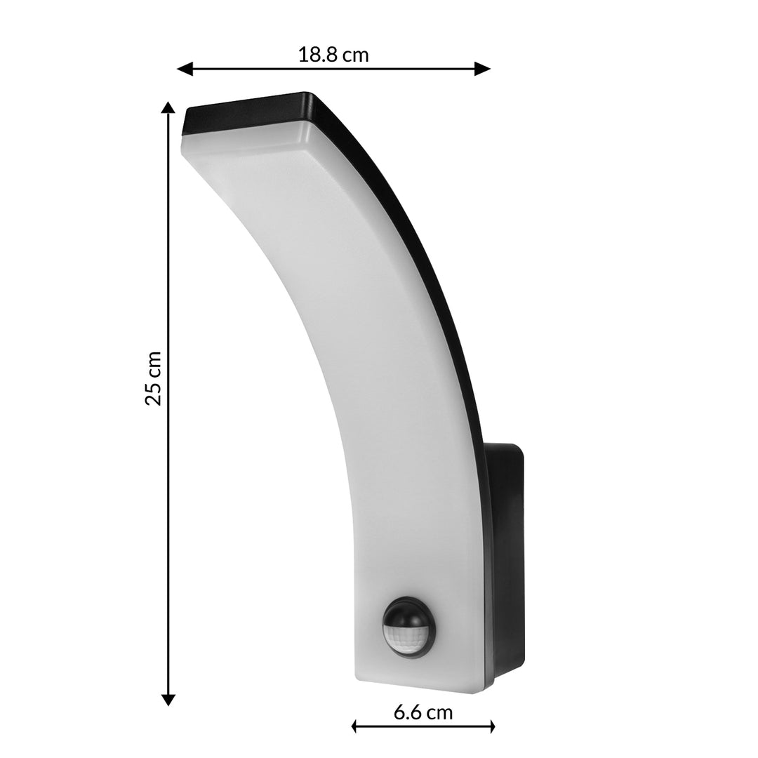 Maclean sensor de movimiento Lámpara LED, sensor de movimiento PIR, negro, 20W, IP65, 2000lm, blanco neutro (4000K) MCE512 B, 4 piezas
