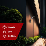 Luz LED com sensor de movimento Maclean, sensor de movimento PIR, preta, 20 W, IP65, 2000 lm, branco neutro (4000 K) MCE512 B, pacote de 4