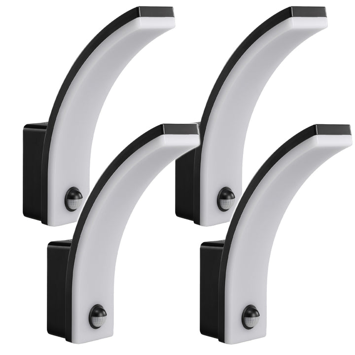 Maclean sensor de movimiento Lámpara LED, sensor de movimiento PIR, negro, 20W, IP65, 2000lm, blanco neutro (4000K) MCE512 B, 4 piezas