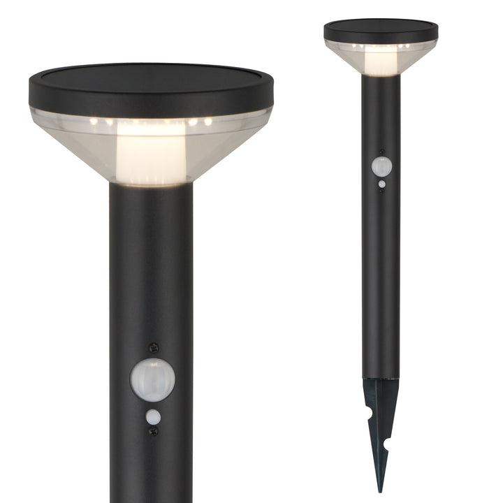 Maclean MCE465 B Solar LED Light, con sensor, 3 modos, enchufable, Li-ion 18650, IP44, 3.7V, 1200 mAh, Negro, 8 piezas