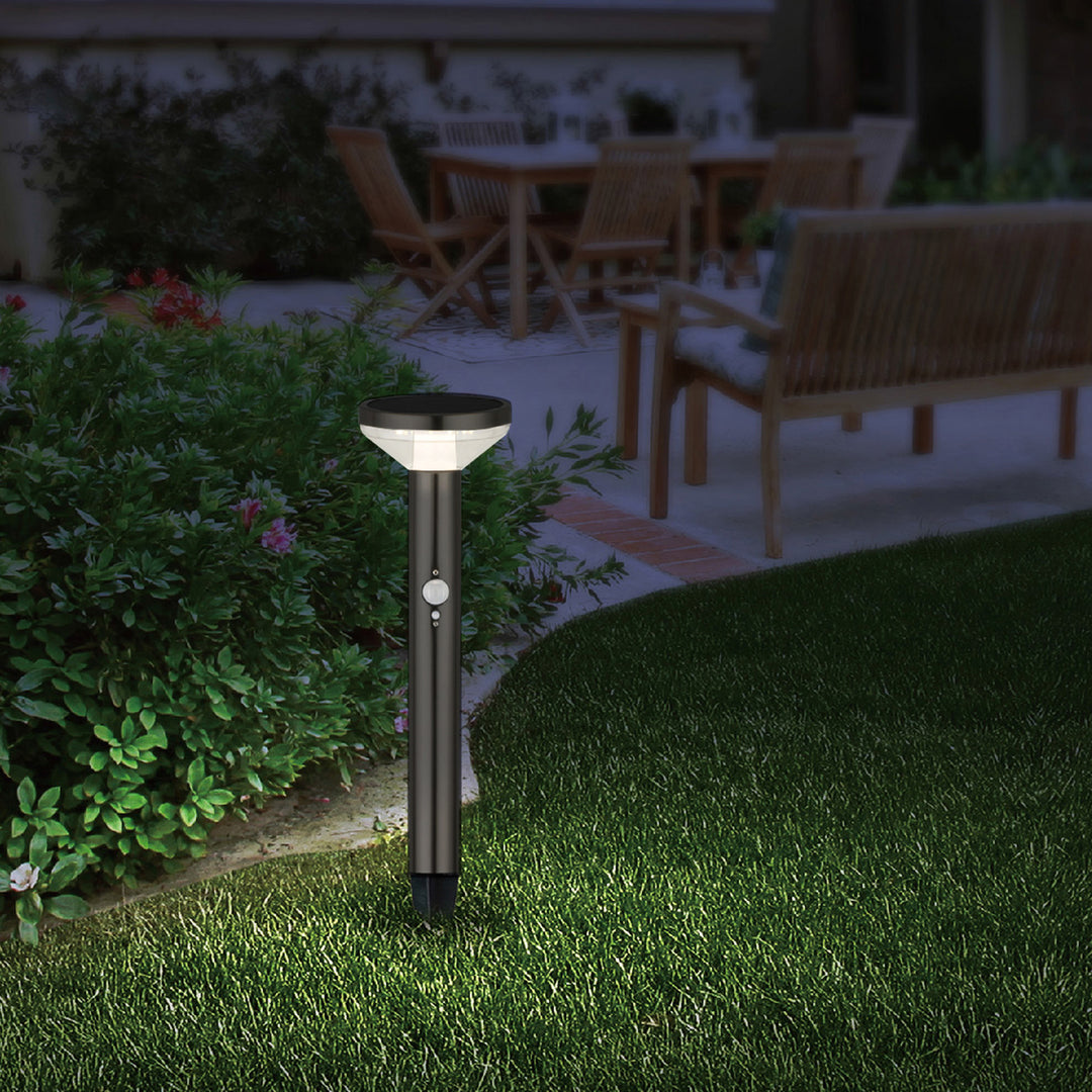 Maclean MCE465 B Solar LED Light, con sensor, 3 modos, enchufable, Li-ion 18650, IP44, 3.7V, 1200 mAh, Negro, 8 piezas