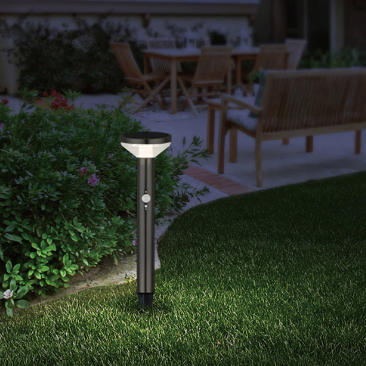 Maclean MCE465 B Solar LED Light, con sensor, 3 modos, enchufable, Li-ion 18650, IP44, 3.7V, 1200 mAh, Negro, 8 piezas