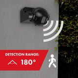 Sensor de movimiento PIR Maclean, infrarrojos, IP44, negro con cubierta negra, alcance 12 m, carga máxima 300/1200 W, MCE358 B/B