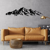 Quadro vazado, decoração de parede 3D, imagem 3D "Montanhas dos Alpes" 120x28cm Preto