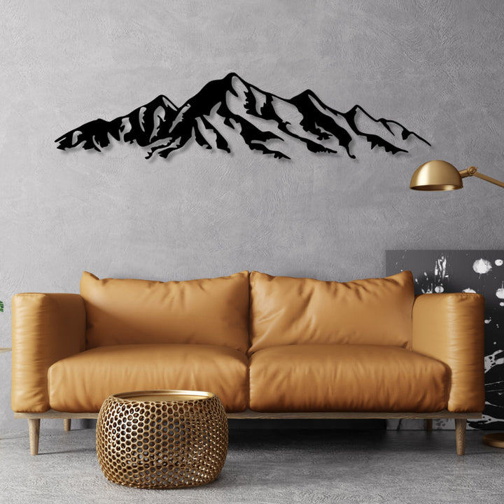 Quadro vazado, decoração de parede 3D, imagem 3D "Montanhas dos Alpes" 120x28cm Preto