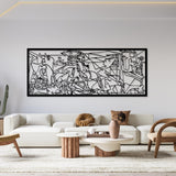 Cuadro calado, decoración mural 3D, cuadro 3D "Guernica de Pablo Picasso" 100x40cm Negro