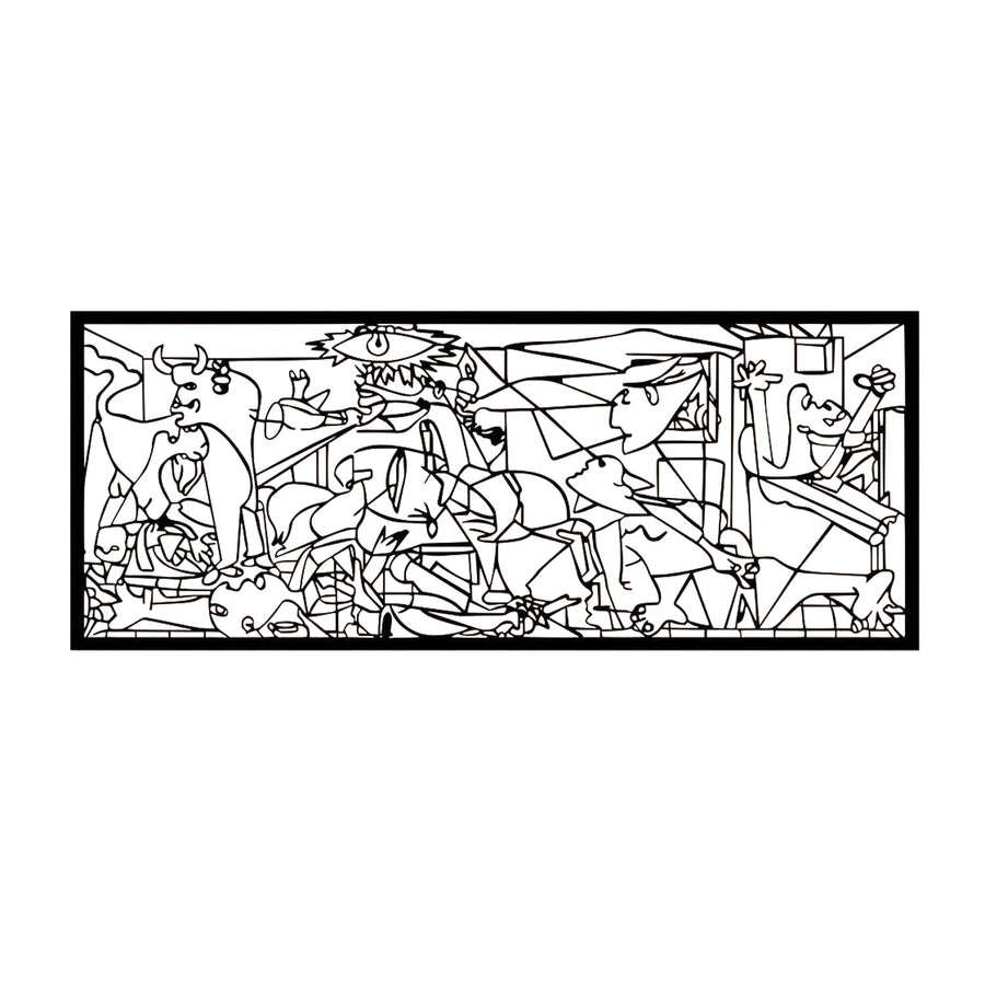 Cuadro calado, decoración mural 3D, cuadro 3D "Guernica de Pablo Picasso" 100x40cm Negro