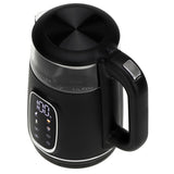 Adler AD 1305 bs Hervidor eléctrico de vidrio 1.7L, Negro y plata, Control de temperatura, Pantalla LED