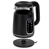 Adler AD 1305 bs Hervidor eléctrico de vidrio 1.7L, Negro y plata, Control de temperatura, Pantalla LED