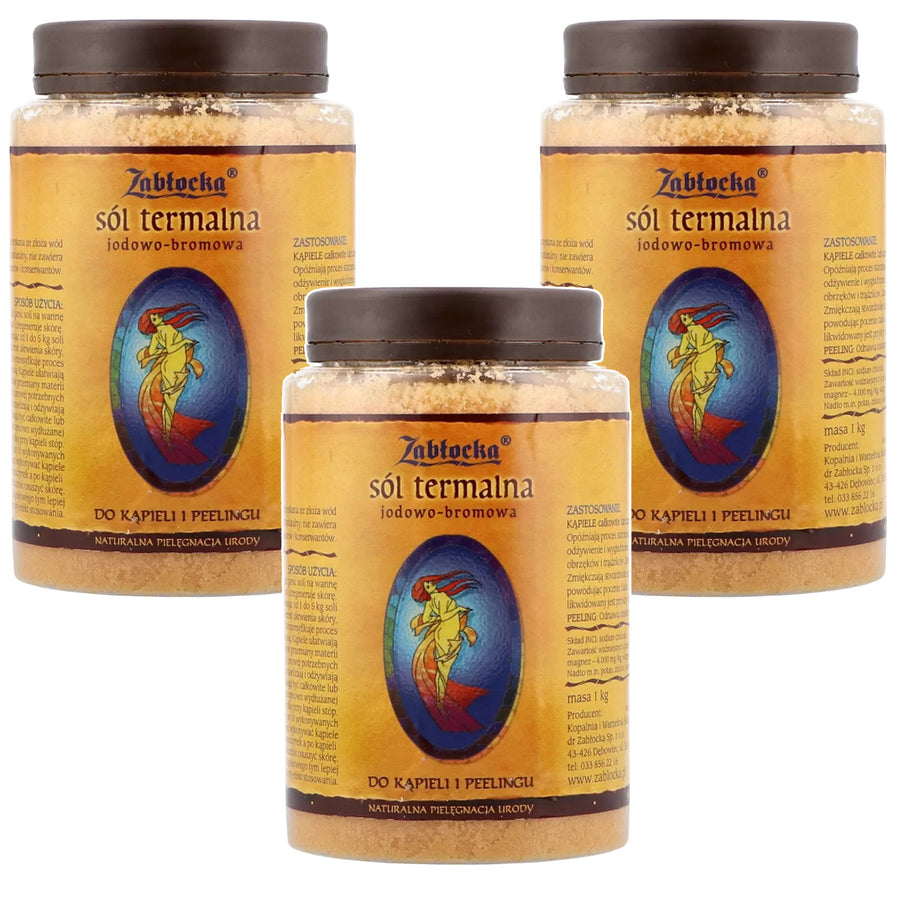 Sal termal de yodo-bromo, Zablocka - para baño y peeling, 1 kg 3 piezas