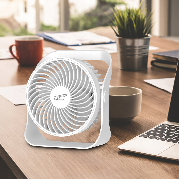 LTC LXWB16 Ventilador de escritorio inalámbrico, carga USB C, 4 niveles de velocidad, batería de 2000 mAh