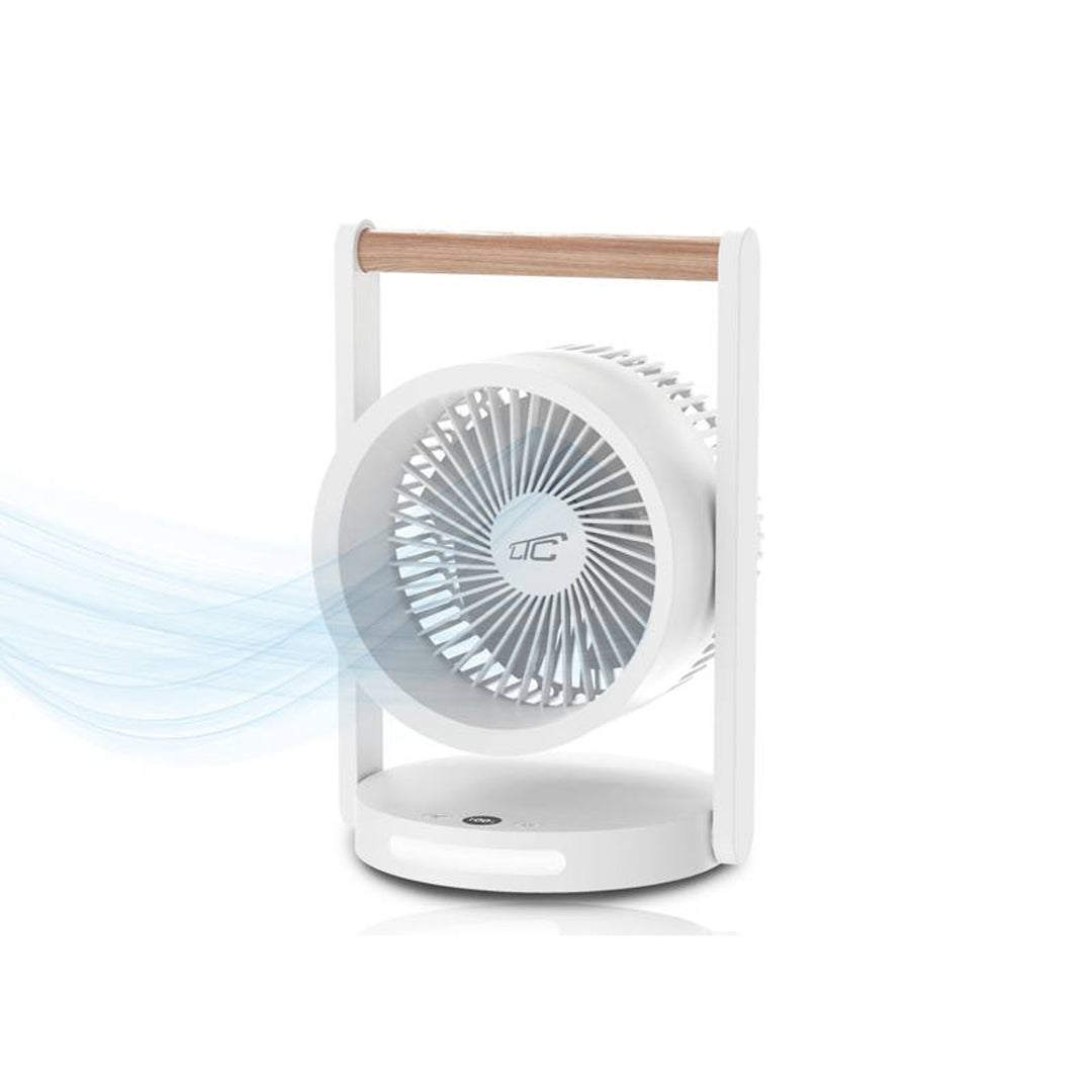 LTC LXWB17 Ventilador de sobremesa inalámbrico, luz nocturna y pantalla LED, 5 niveles de velocidad, batería de 3600 mAh