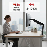 Soporte de monitor Maclean, resorte de gas, 17"-32", 2-10kg, negro, MC-133