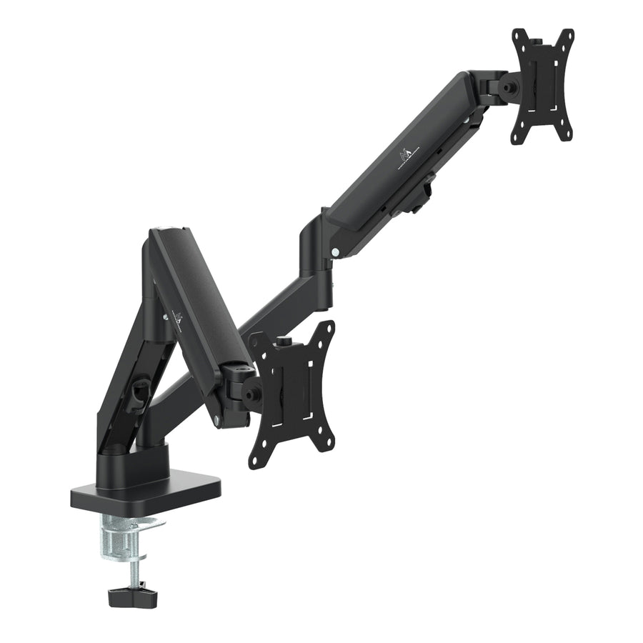 Soporte para 2 monitores Maclean, resorte de gas, 17"-32", 2-10kg, negro, MC-134