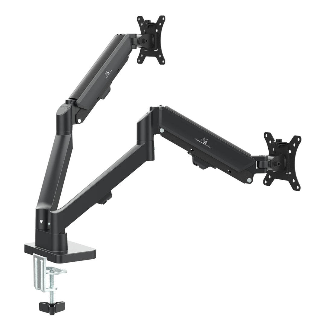 Soporte para 2 monitores Maclean, resorte de gas, 17"-32", 2-10kg, negro, MC-134