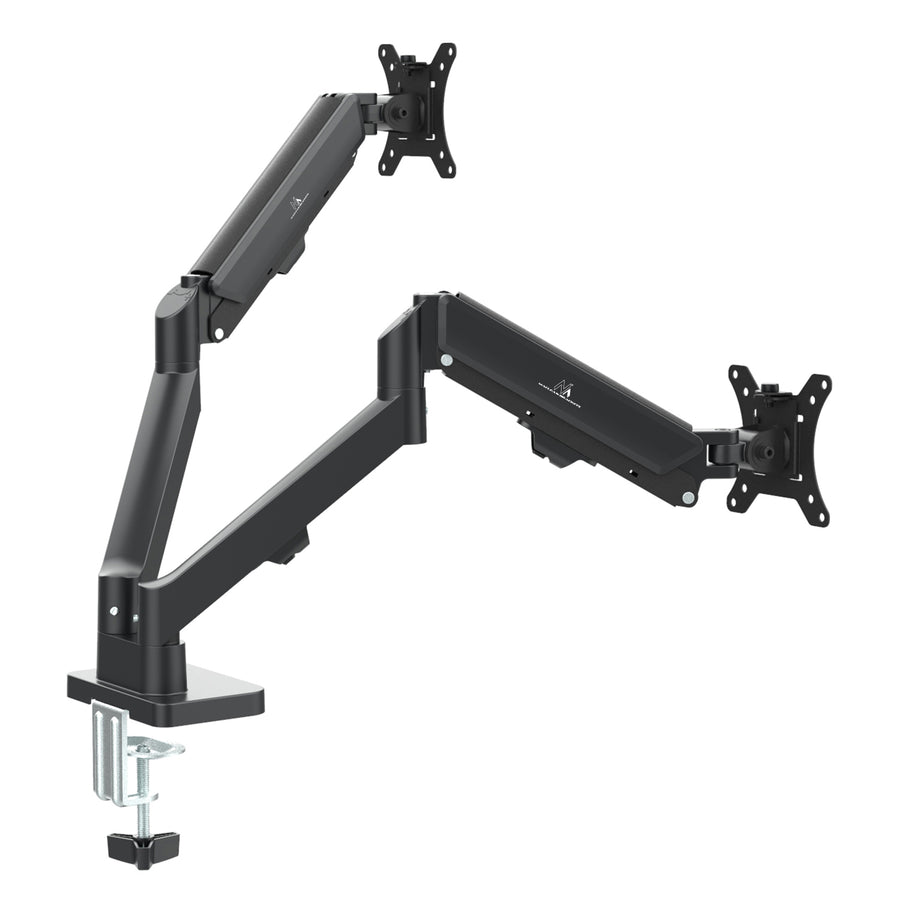 Soporte para 2 monitores Maclean, resorte de gas, 17"-32", 2-10kg, negro, MC-134