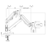 Soporte para 2 monitores Maclean, resorte de gas, 17"-32", 2-10kg, negro, MC-134