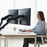 Soporte para 2 monitores Maclean, resorte de gas, 17"-32", 2-10kg, negro, MC-134