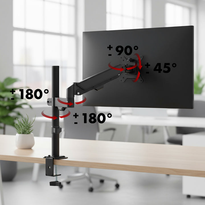 Soporte de monitor Maclean, resorte de gas, 17"-32", 2-10kg, negro, MC-135