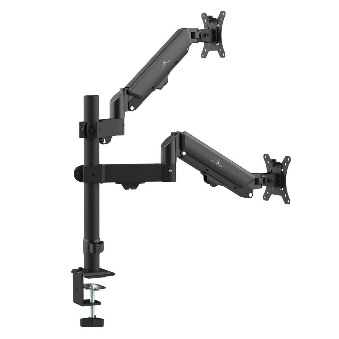 Soporte para 2 monitores Maclean, resorte de gas, 17"-32", 2-10kg, negro, MC-136