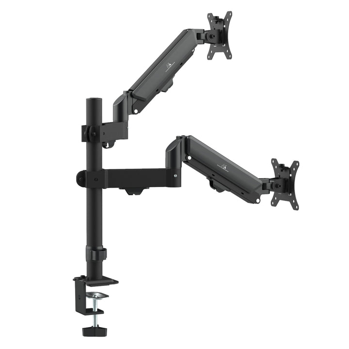 Soporte para 2 monitores Maclean, resorte de gas, 17"-32", 2-10kg, negro, MC-136