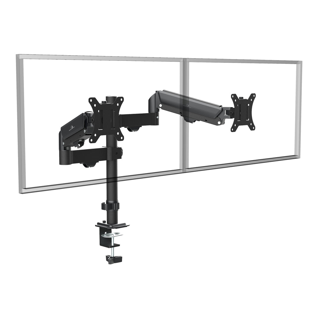 Soporte para 2 monitores Maclean, resorte de gas, 17"-32", 2-10kg, negro, MC-136