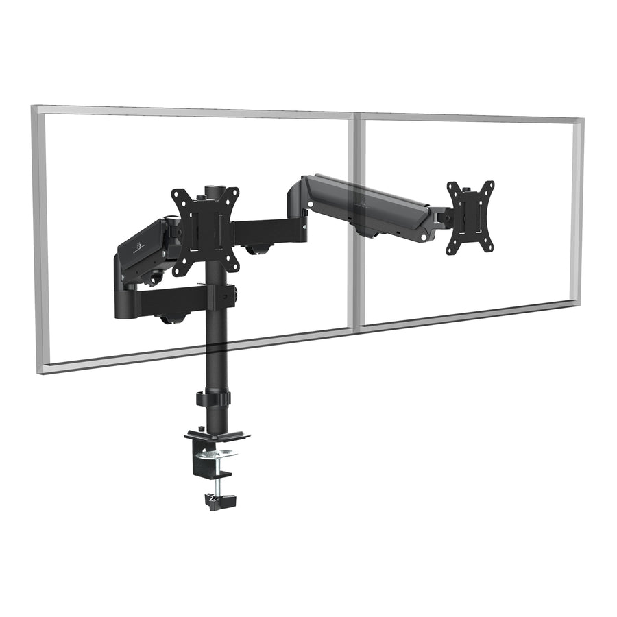 Soporte para 2 monitores Maclean, resorte de gas, 17"-32", 2-10kg, negro, MC-136