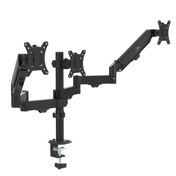 Soporte para 3 monitores Maclean, resorte de gas, 17"-27", 2-8kg, negro, MC-137