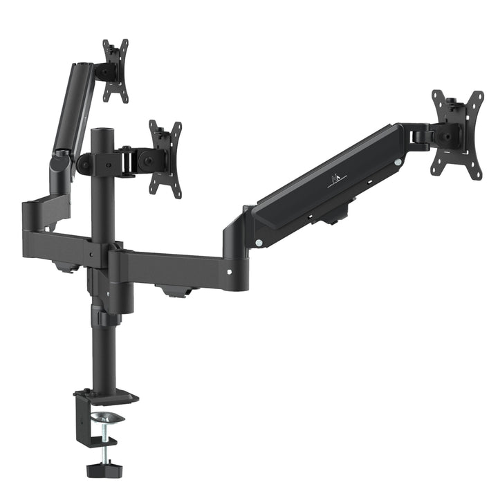 Soporte para 3 monitores Maclean, resorte de gas, 17"-27", 2-8kg, negro, MC-137
