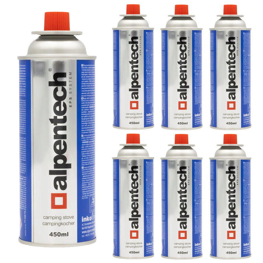 Cartucho de gás Alpentech 450ml, compatível com EN417, isobutano, sistema EPS, IK301, 7 peças