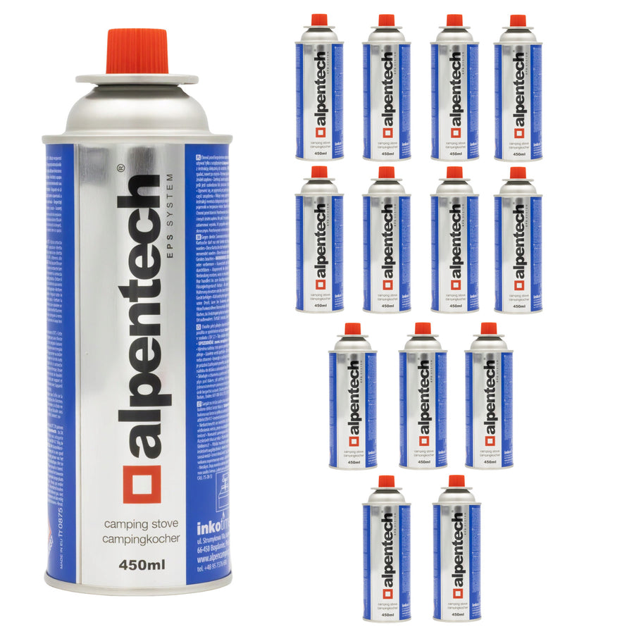 Cartucho de gas Alpentech de 433 ml, conforme a la norma EN 417, isobutano, sistema EPS, IK301, 14 unidades