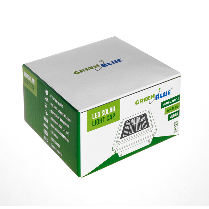 Poste de iluminação LED solar GreenBlue GB126, 60x60 mm, cobertura superior, pacote de 4