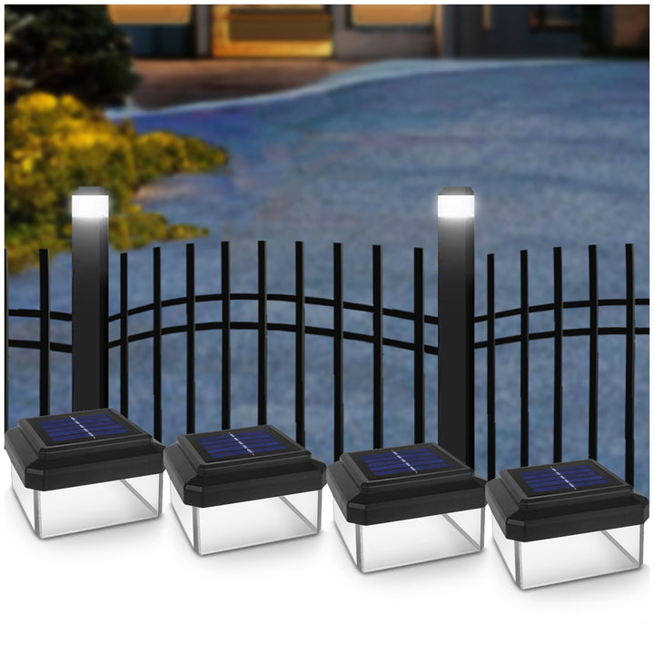 Poste de iluminação LED solar GreenBlue GB128, 100x100 mm, cobertura superior, pacote de 4