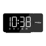 Radio despertador digital LED con proyector GreenBlue, radio FM, alarma, reloj 12/24, alimentación USB 5V DC + CR2032, GB172