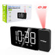Radio despertador digital LED con proyector GreenBlue, radio FM, alarma, reloj 12/24, alimentación USB 5V DC + CR2032, GB172