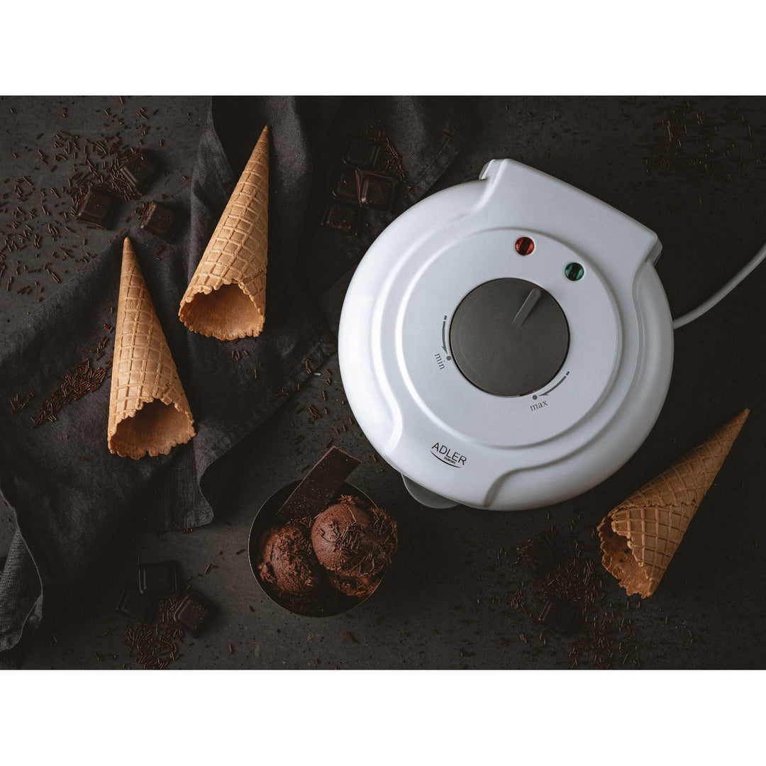 Adler wafer maker, temperatura regulable de forma continua, 1500W, blanco, AD 3038