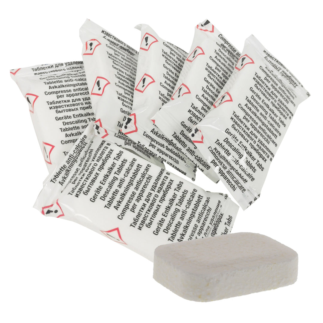 6 pastillas para descalcificar cafeteras, etc. + 10 pastillas para limpiar cafeteras