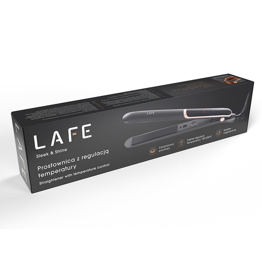 Prancha LAFE com controlo de temperatura, 35 W, revestimento cerâmico, alisadora elegante e brilhante