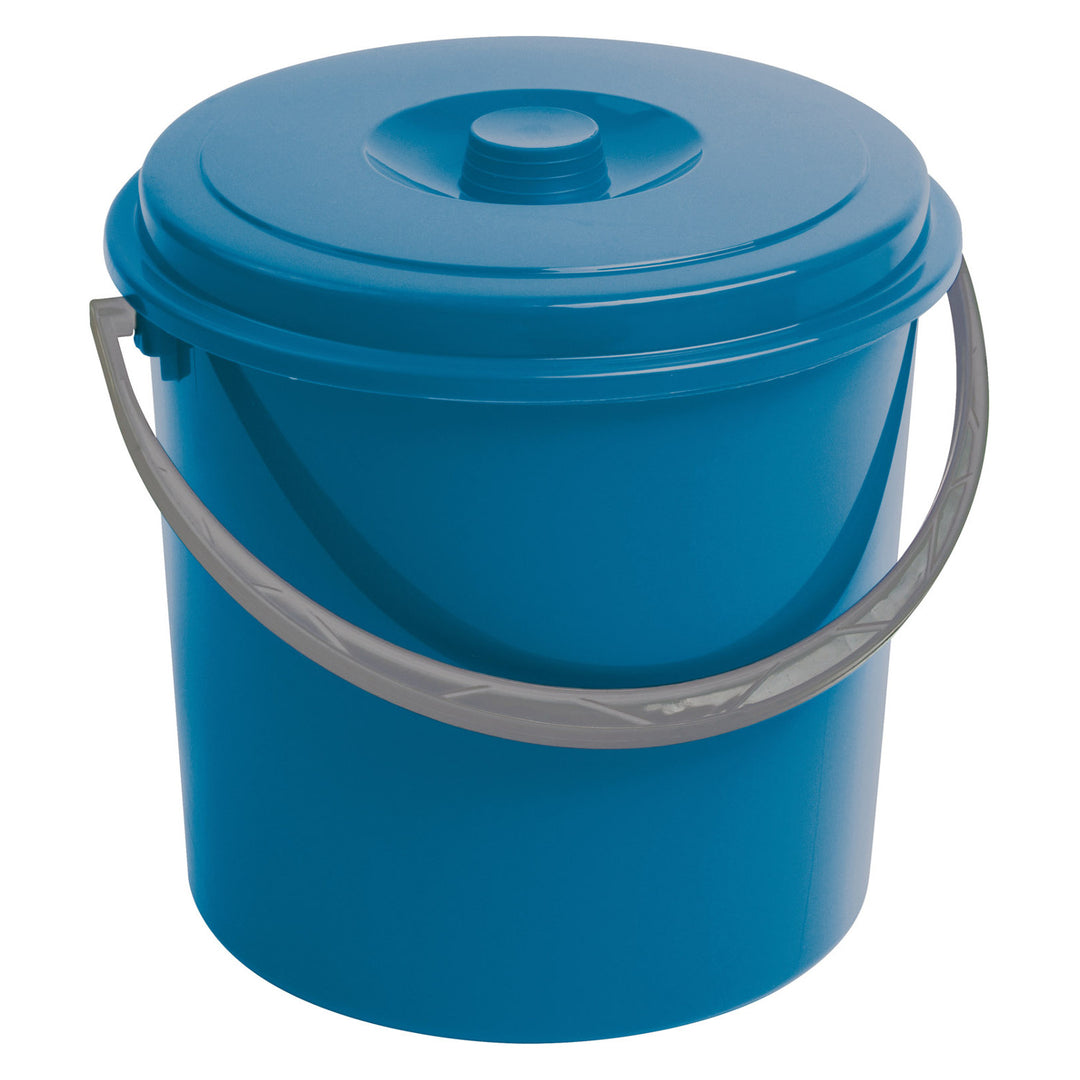 Balde Curver, com tampa, pega confortável, 10L, azul, 235232