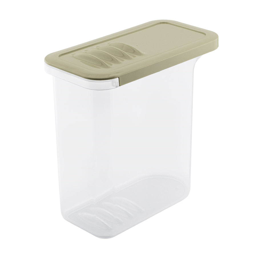BranQ Contenedor de alimentos, 1,5l, transparente, tapa verde oliva, Shark