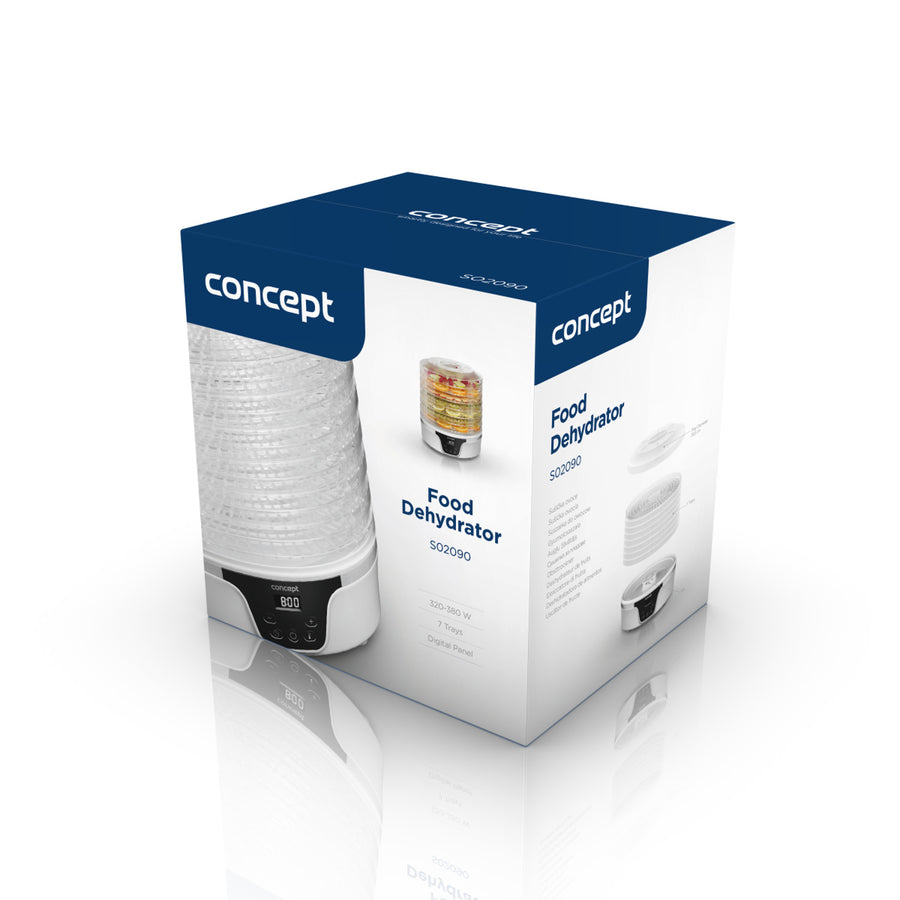 Secador de cogumelos, frutas e ervas Concept, 380 W, 7 peneiras, controlo digital, SO2090