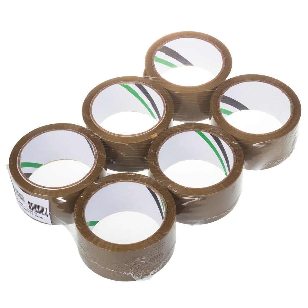 Cinta de embalaje autoadhesiva solvente marrón 54m 48mm - 6 piezas