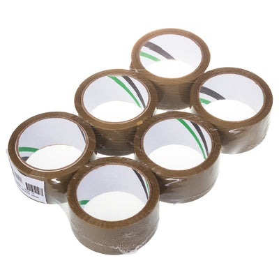 Cinta de embalaje autoadhesiva solvente marrón 54m 48mm - 6 piezas