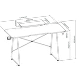 Mesa de jogos NanoRS com prateleira para monitor, máx. 50 kg, altura 850 mm, preta, RS170 + organizador de cabos/rack de secretária Nano RS, 1345 mm, preta e vermelha, RS125
