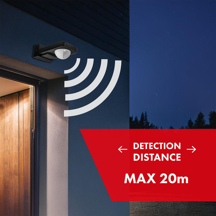 Detector de movimiento Maclean PIR, infrarrojos, IP65, max 2000W, negro, MCE243 B, 2 piezas
