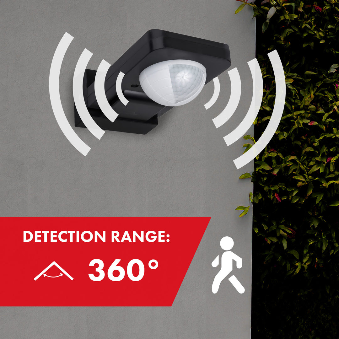 Detector de movimiento Maclean PIR, infrarrojos, IP65, max 2000W, negro, MCE243 B, 2 piezas