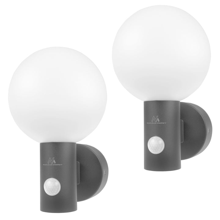 Luz LED com sensor de movimento Maclean, sensor de movimento PIR, cinzento, 15 W, IP65, 1600 lm, branco neutro (4000 K) MCE515 GR, pacote de 2