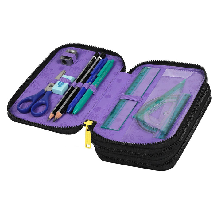 Mochila escolar preta Coolpack Jerry DISNEY STITCH 19L + estojo CoolPack de três compartimentos com acessórios JUMPER 3 STITCH