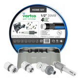 Set de jardín Vartco, manguera de 1/2'' 20m, acople rápido stop and go, conexión de grifo, aspersor, soporte de pared, Home Set