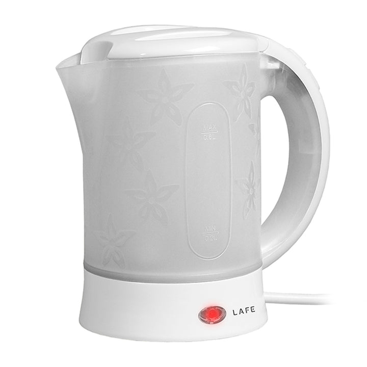 Lafe Scandi Hervidor eléctrico, turista, 600W, capacidad 0,6l, 2 tazas, 2 cucharas, blanco